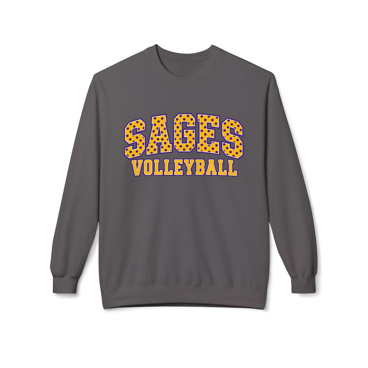 Sages Volleyball Crewneck Sweatshirt — Retro Leopard Lettering