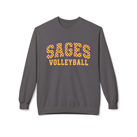Sages Volleyball Crewneck Sweatshirt — Retro Leopard Lettering