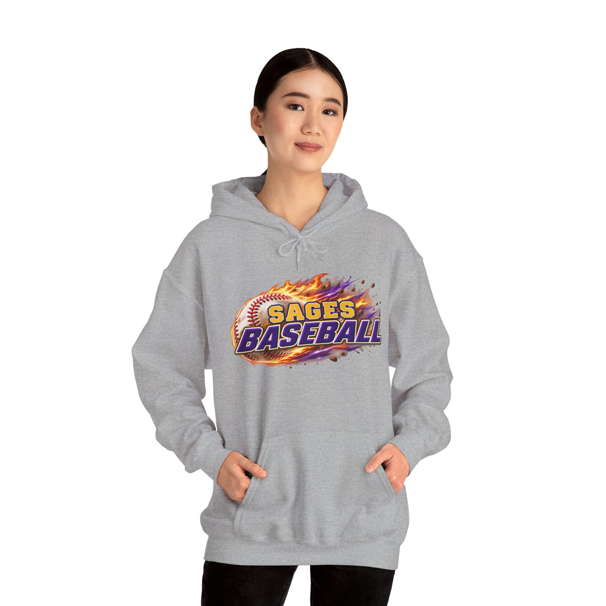 Sages Flaming Baseball Hoodie - Team Sweatshirt