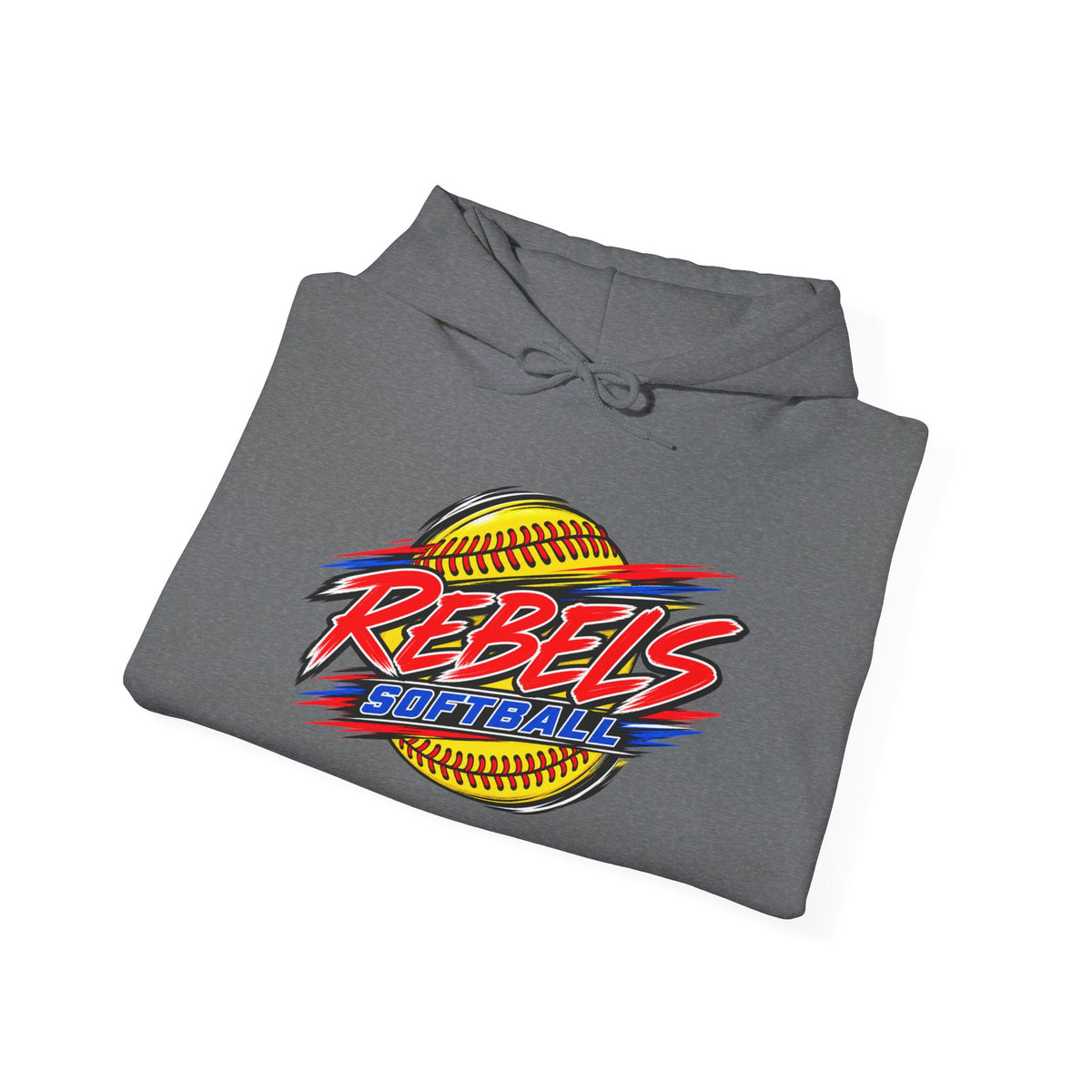 Rebels Softball Hoodie — Retro Yellow Softball Graphic