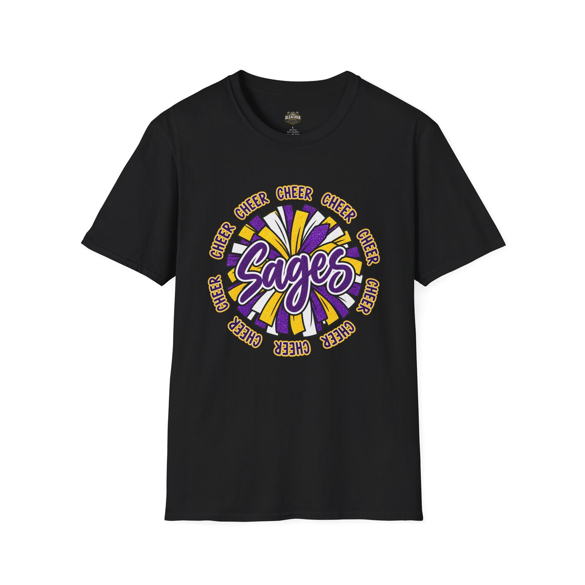 Sages Cheer T-Shirt — Purple & Gold Pom Design
