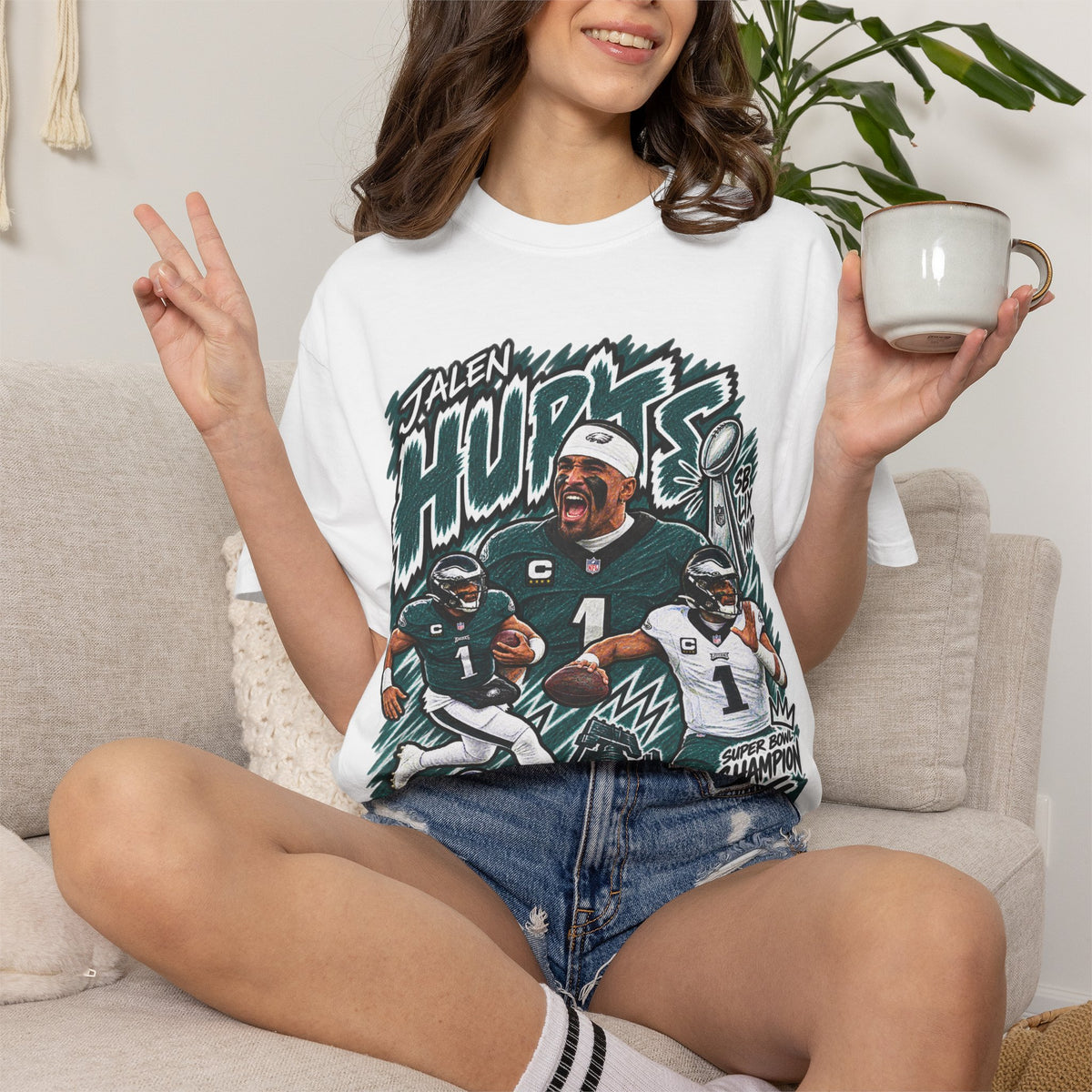 Jalen Hurts Graphic T-Shirt - Sunday Standouts Sketch Series