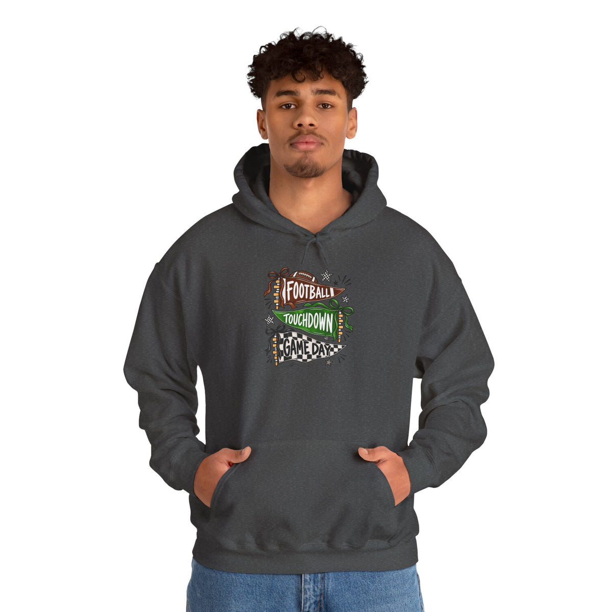Football Touchdown Game Day Hoodie - Retro Grunge Sports Sweatshirt