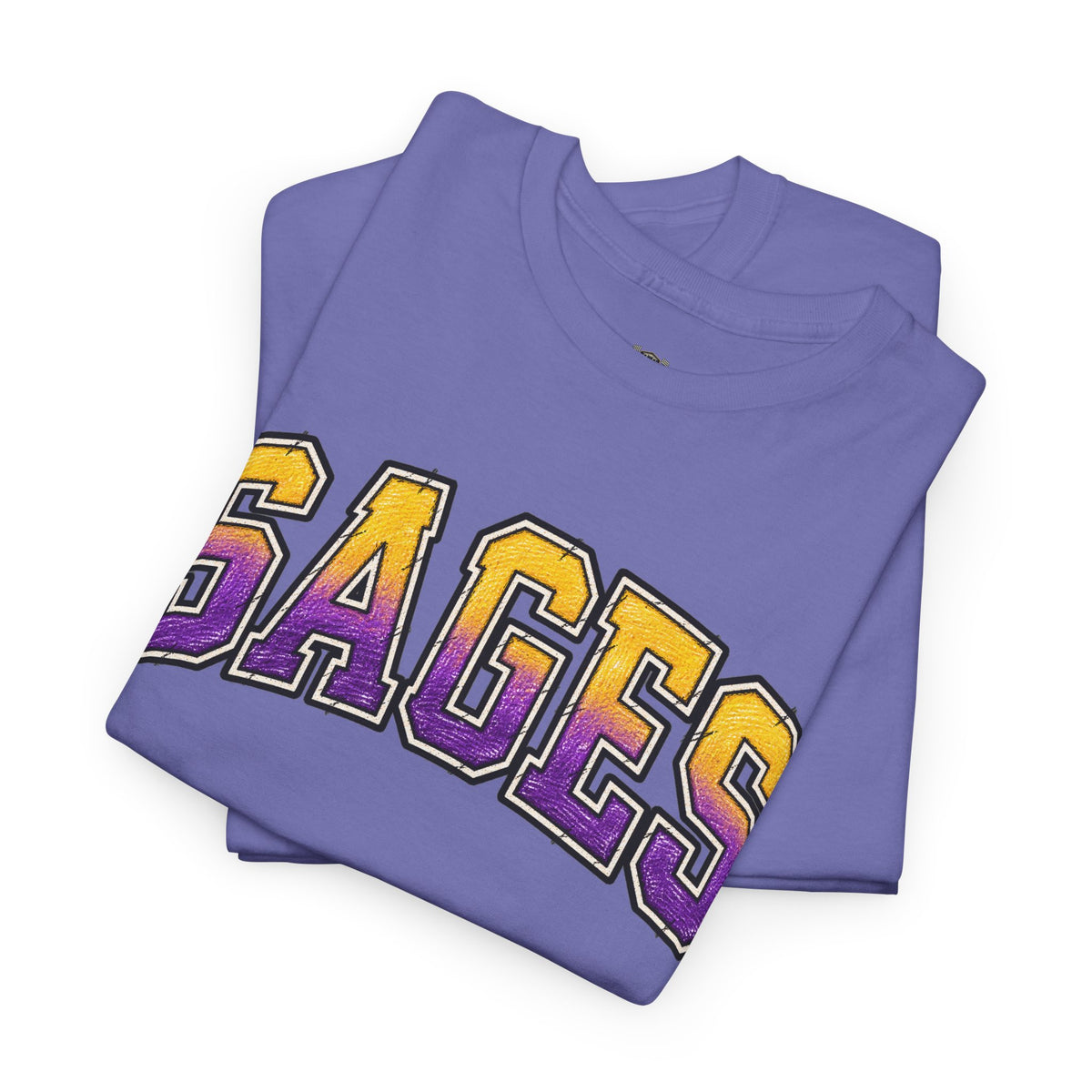 Sages Graphic T-Shirt — Collegiate Purple & Gold Lettering Tee