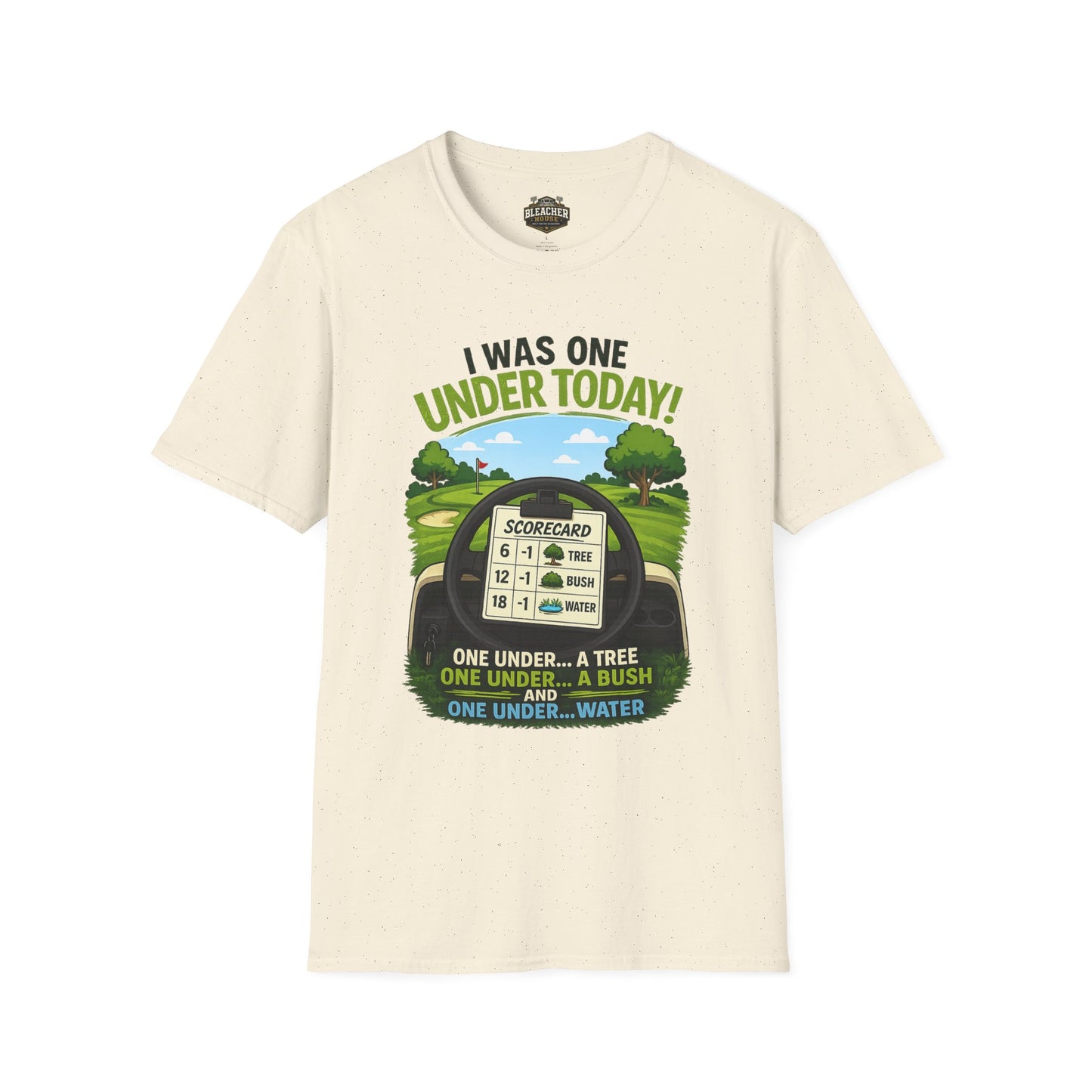 Golf T-Shirt — "I Was One Under Today!" ANIMATED VERSION - Scorecard Golf Humor Shirt