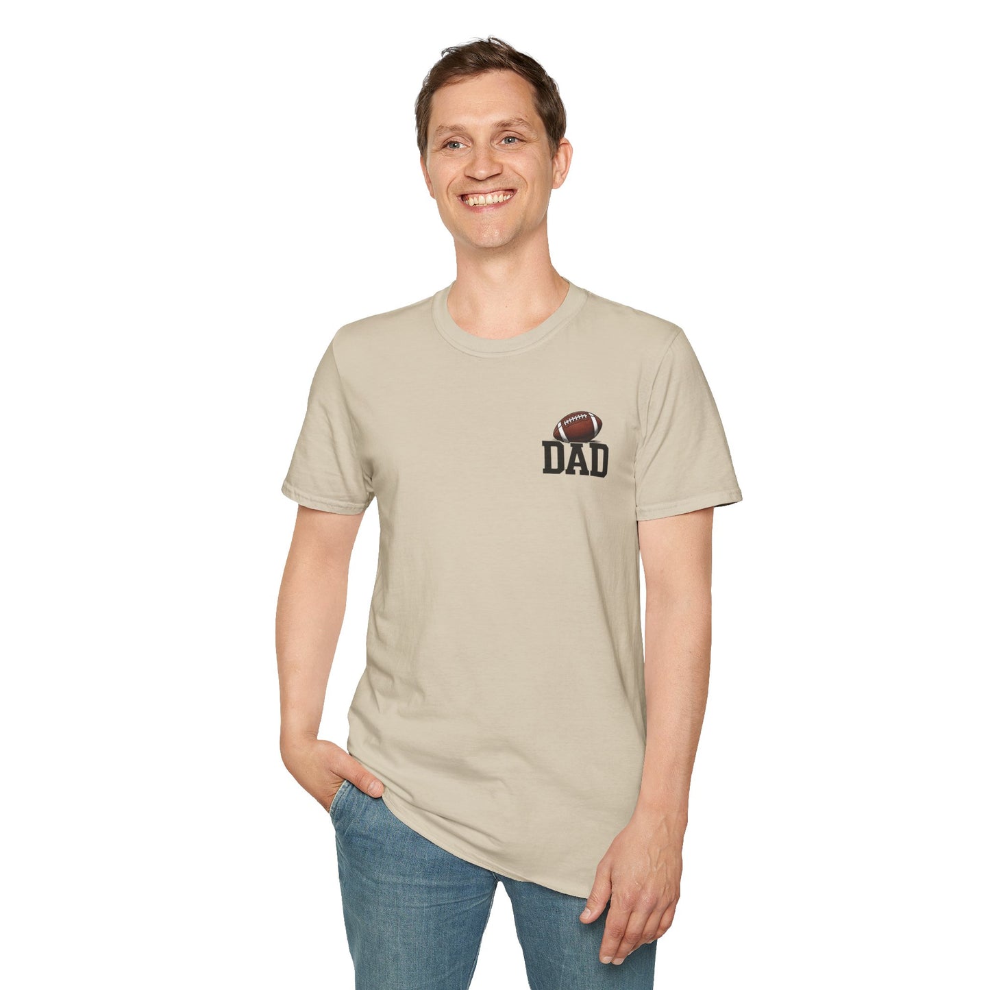 Football Dad T‑Shirt — 'DAD' with Football Chest Print