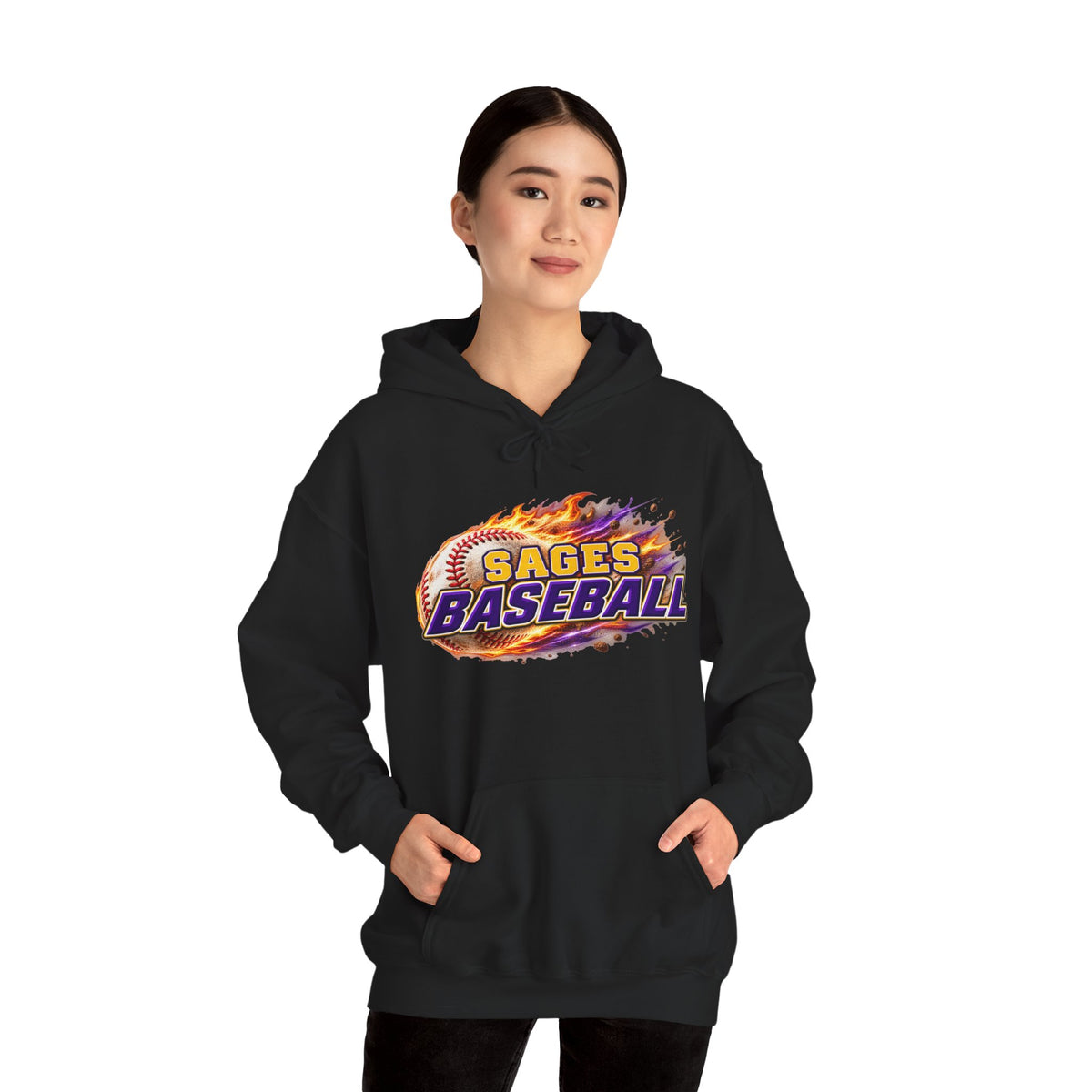 Sages Flaming Baseball Hoodie - Team Sweatshirt