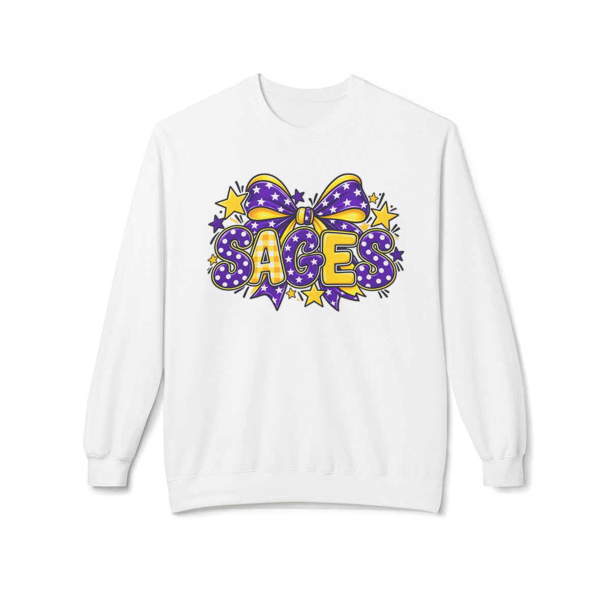 Sages Pride Sweatshirt — Purple & Yellow Ace Flag Bow Graphic Crewneck