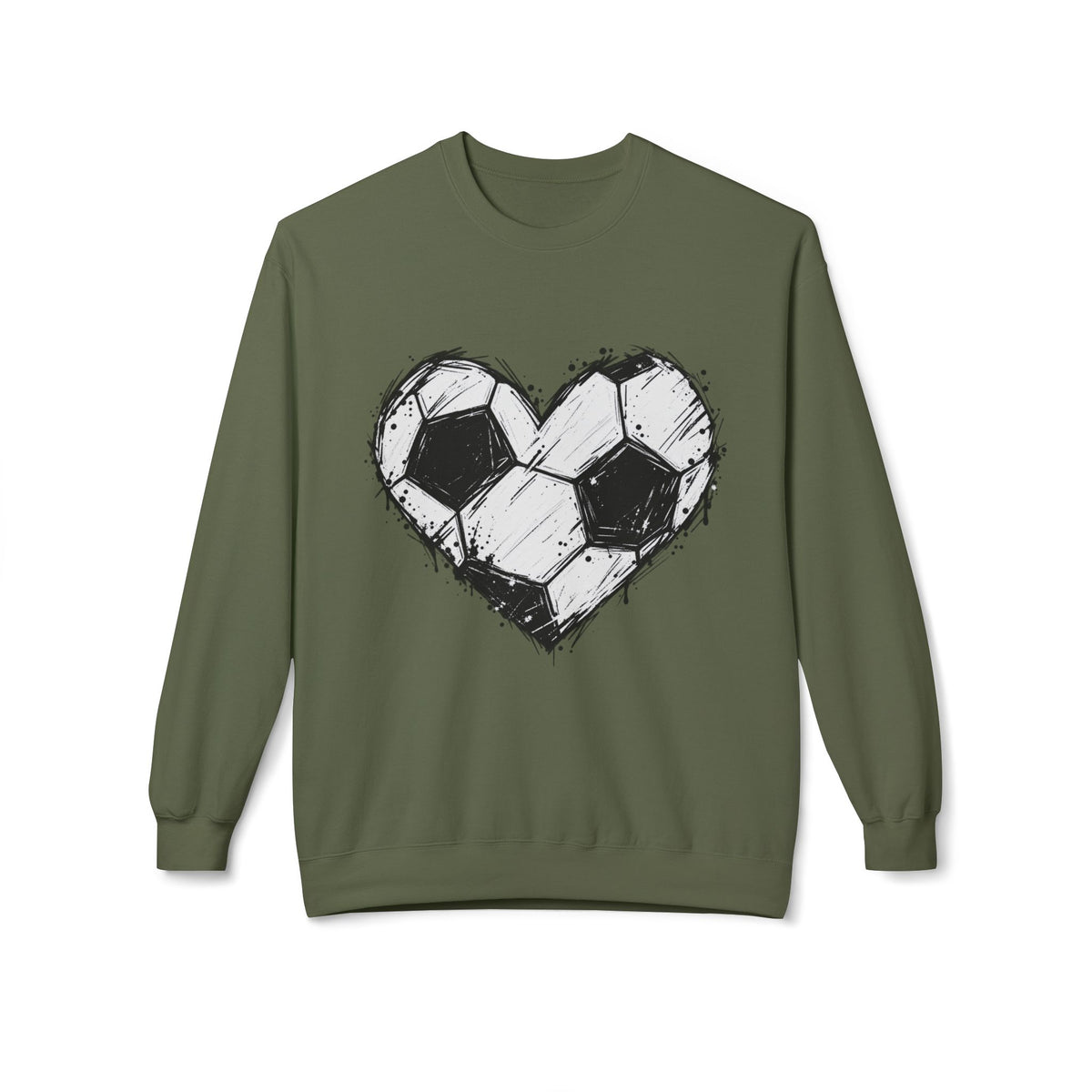 Soccer Heart Crewneck Sweatshirt – Distressed Sketch Football Graphic