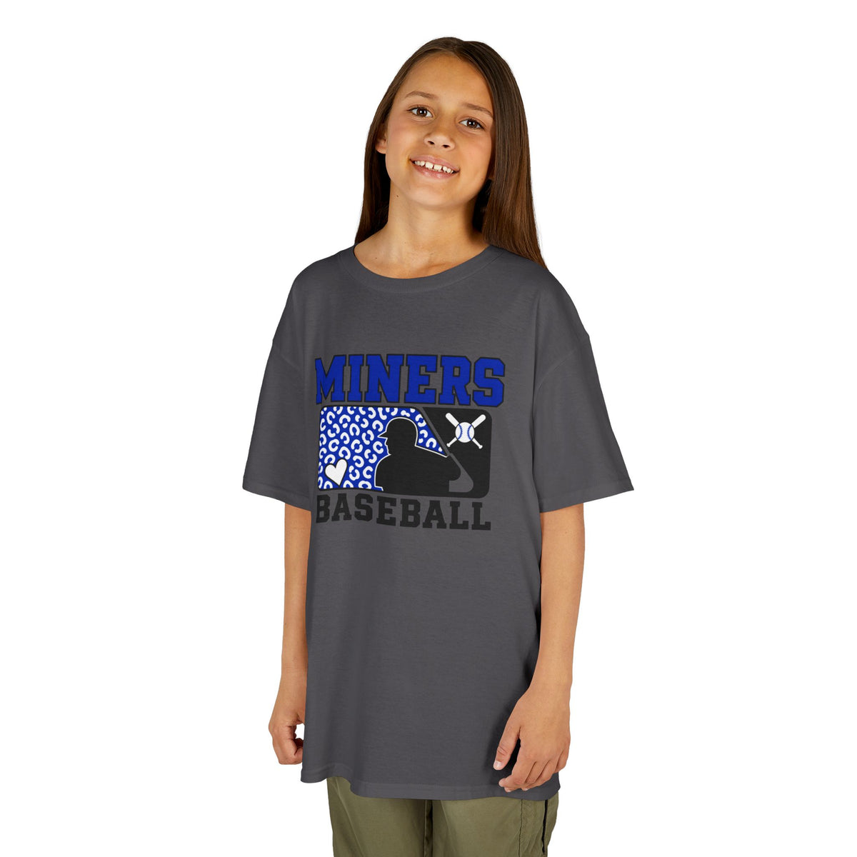 YOUTH Miners Baseball T‑Shirt — Youth Team Tee with Batting Silhouette