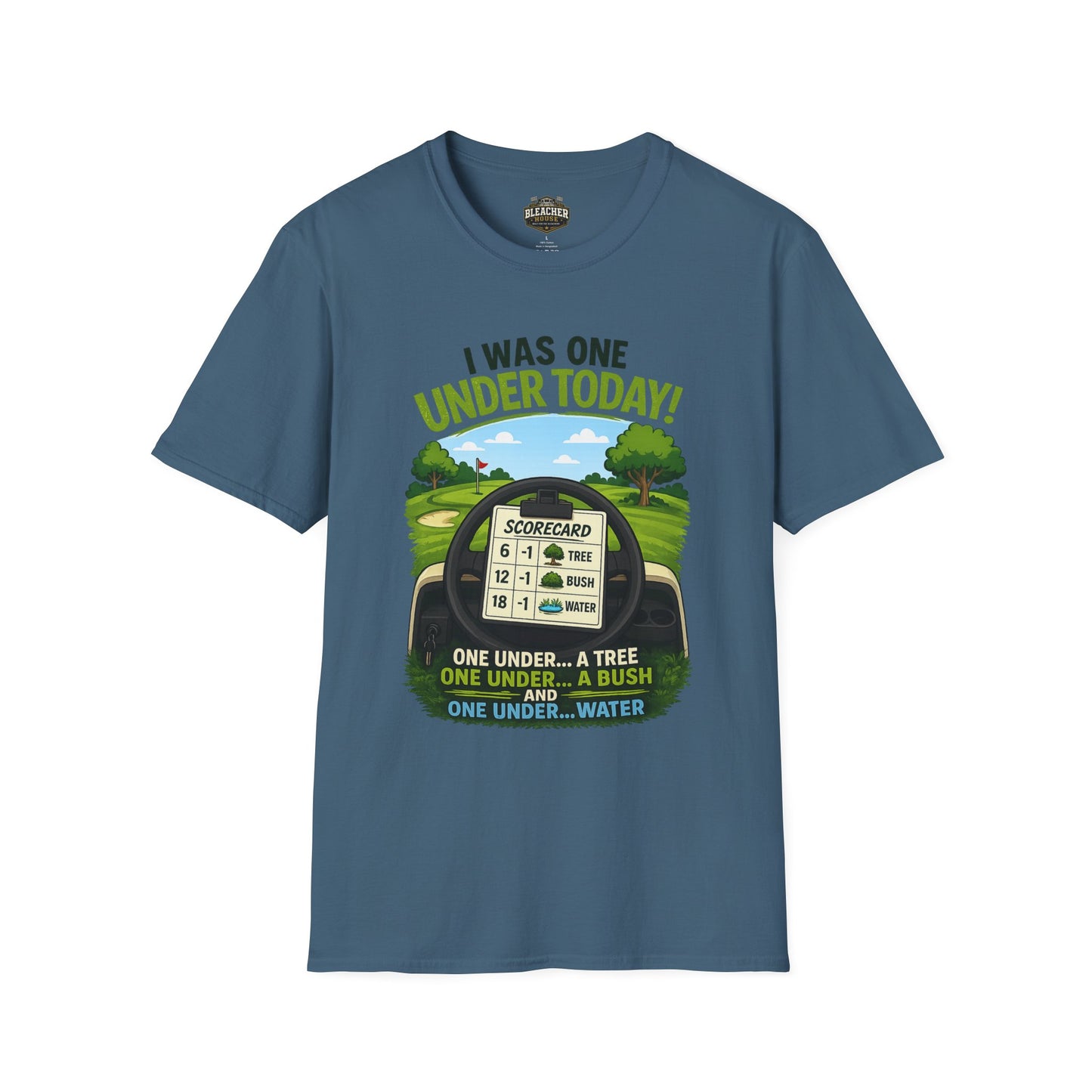Golf T-Shirt — "I Was One Under Today!" ANIMATED VERSION - Scorecard Golf Humor Shirt