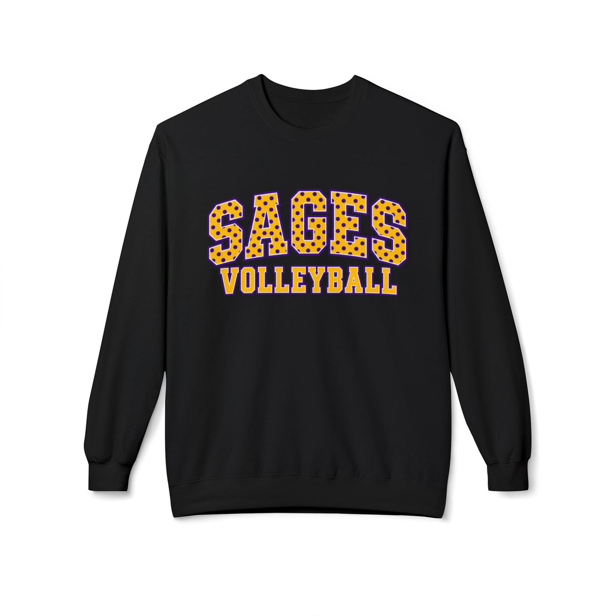 Sages Volleyball Crewneck Sweatshirt — Retro Leopard Lettering