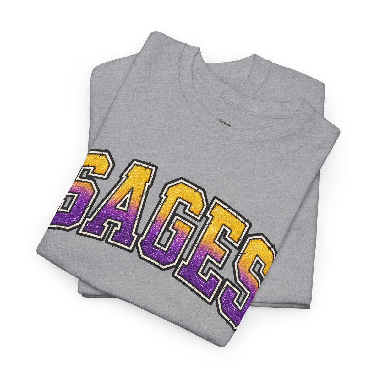 Sages Graphic T-Shirt — Collegiate Purple & Gold Lettering Tee