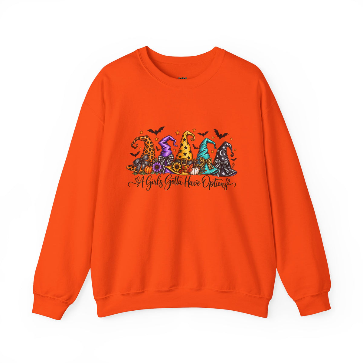 Witch Hat Crewneck Sweatshirt - "A Girls Gotta Have Options" Halloween Pullover