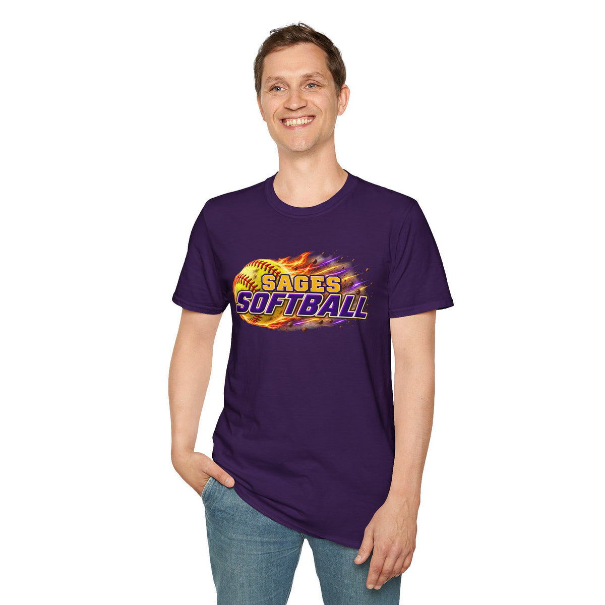 Sages Flaming Softball Graphic T‑Shirt