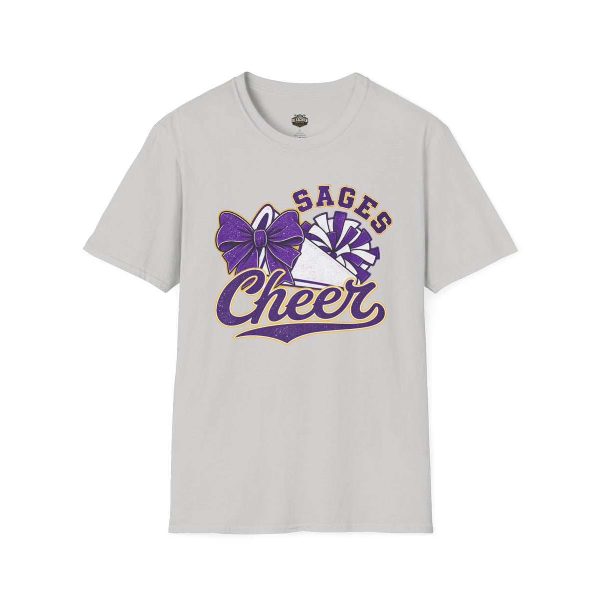 Sages Cheer T‑Shirt — Purple Bow & Pom Design