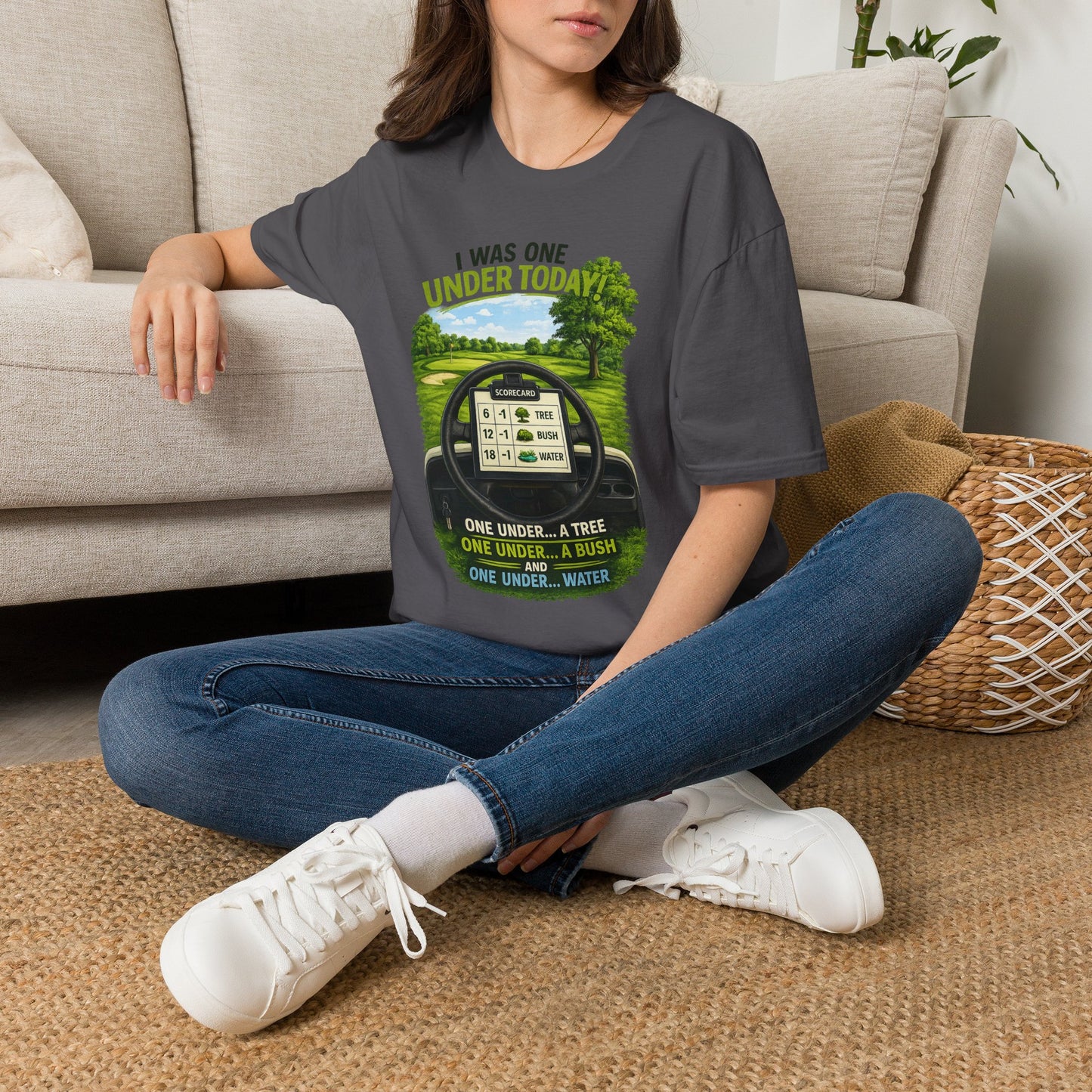 Golf T-Shirt — "I Was One Under Today" REALISTIC VIEW - Funny Scorecard Design