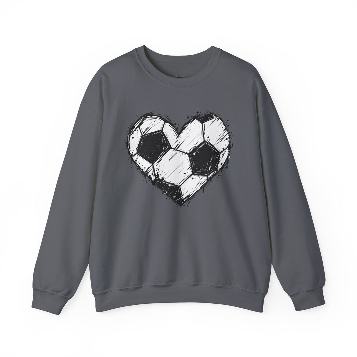 Soccer Heart Crewneck Sweatshirt — Grunge Soccer Ball Graphic