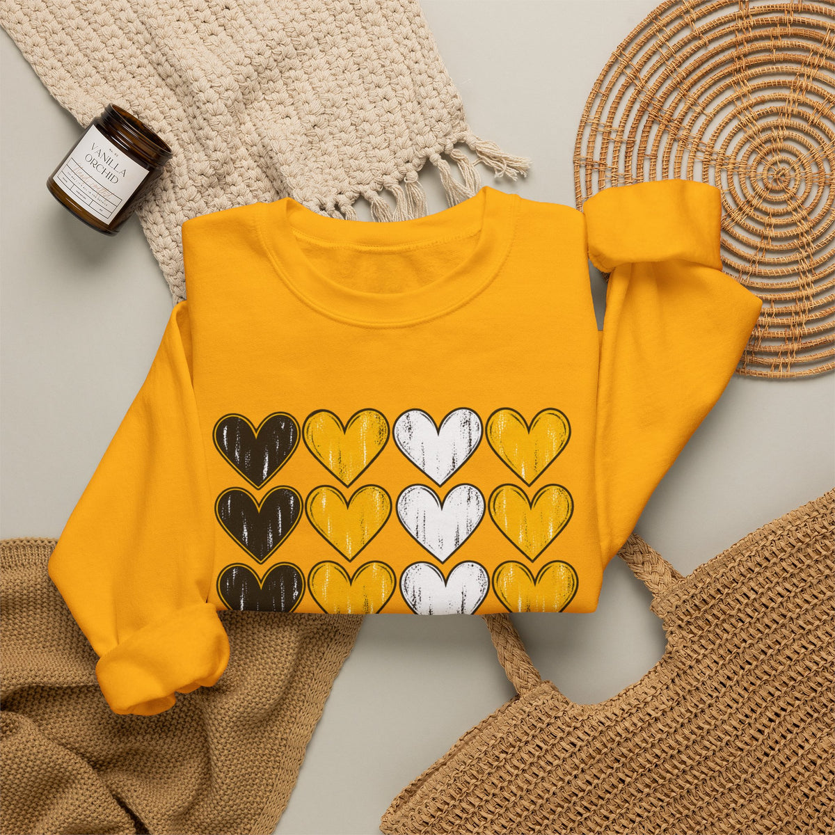 Tigers Heart Crewneck Sweatshirt — Black & Gold School Spirit
