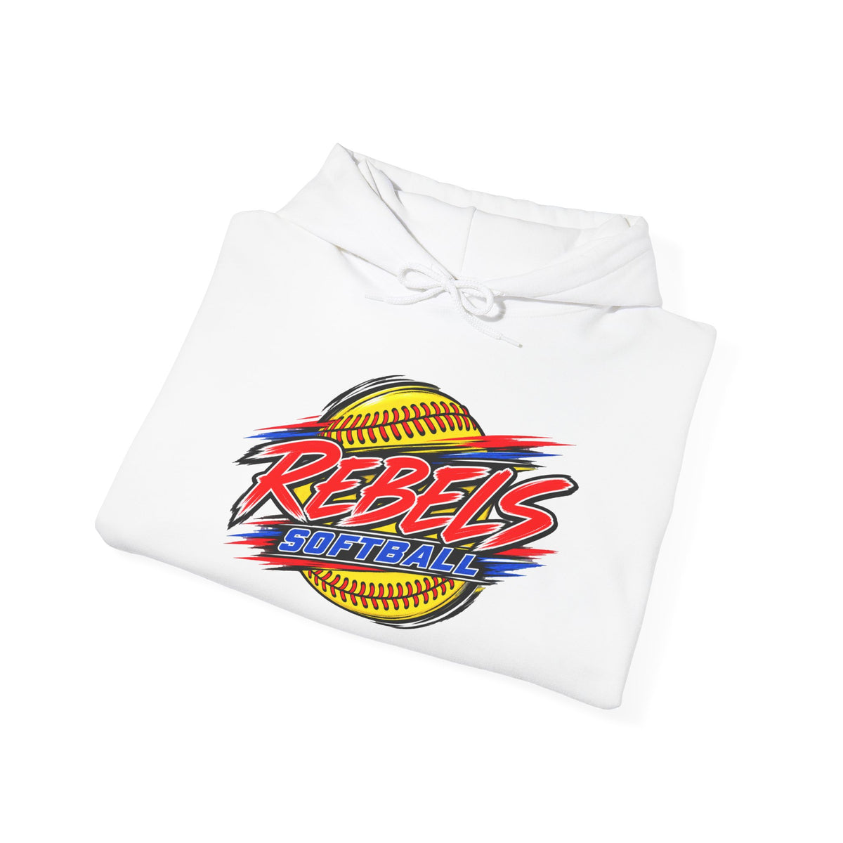 Rebels Softball Hoodie — Retro Yellow Softball Graphic
