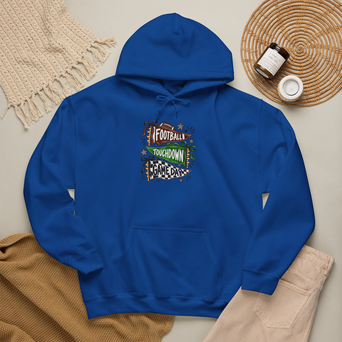 Football Touchdown Game Day Hoodie - Retro Grunge Sports Sweatshirt