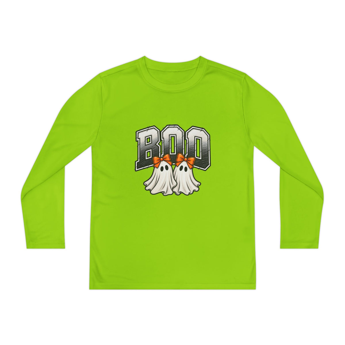 Youth Long Sleeve Tee — "Boo" Ghosts Halloween Shirt for Kids