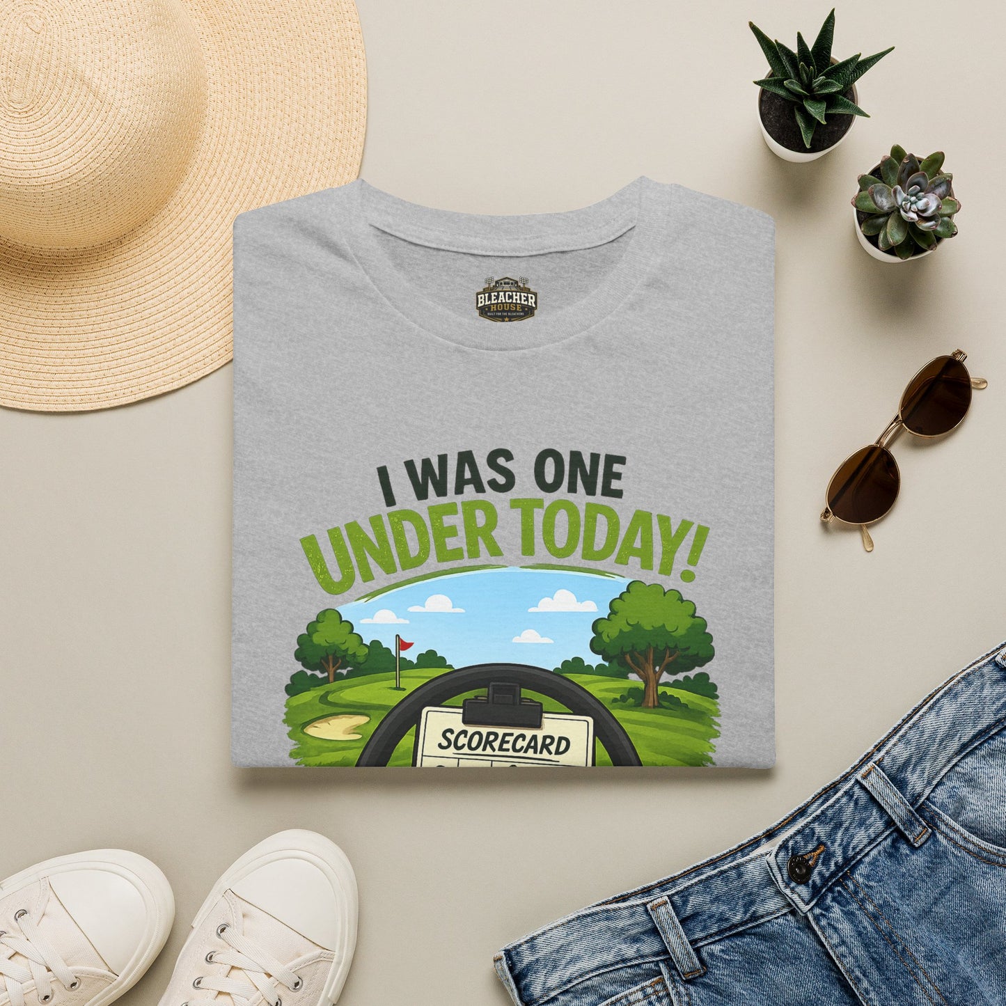 Golf T-Shirt — "I Was One Under Today!" ANIMATED VERSION - Scorecard Golf Humor Shirt