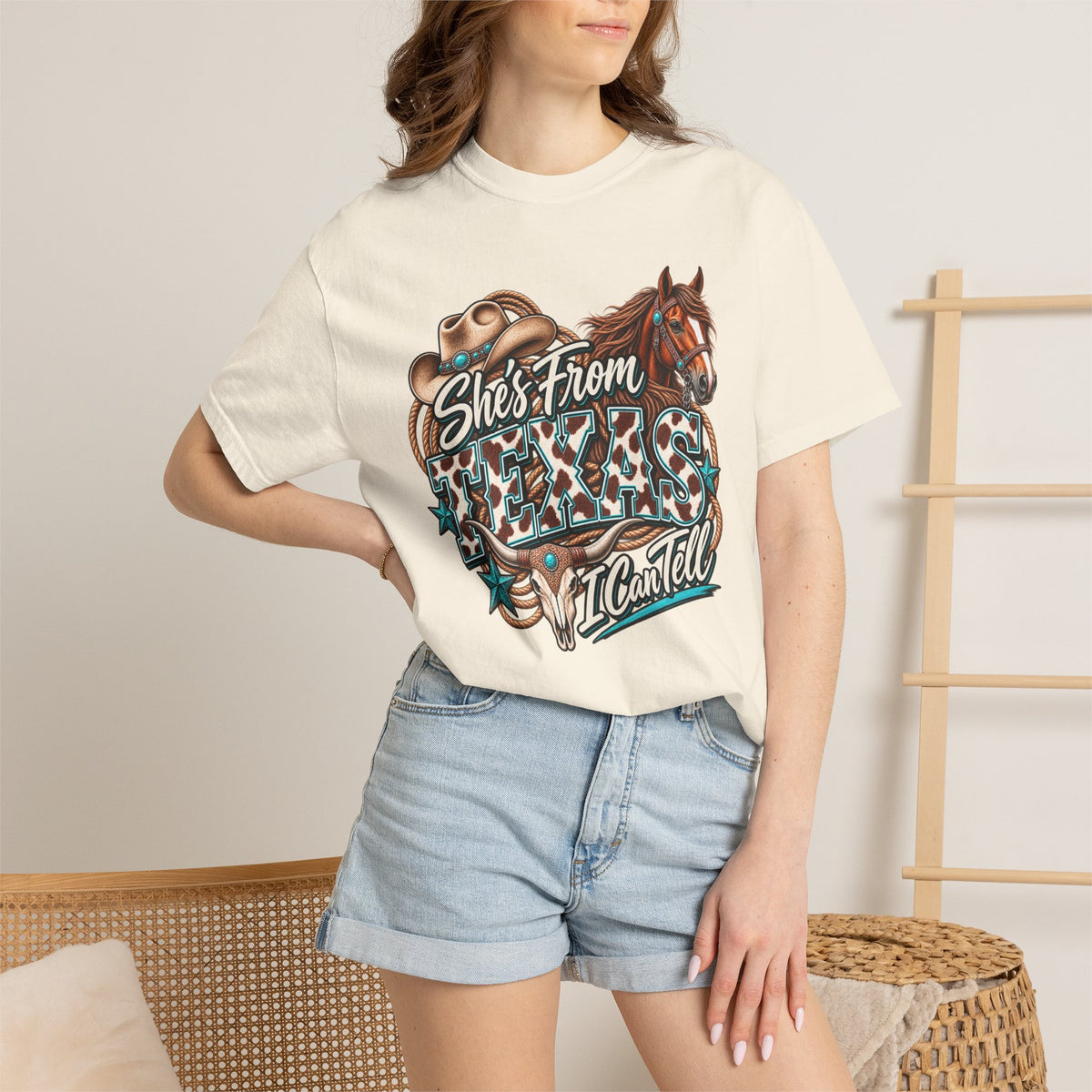 She's From Texas Graphic T-Shirt — Western Horse & Leopard Print Tee