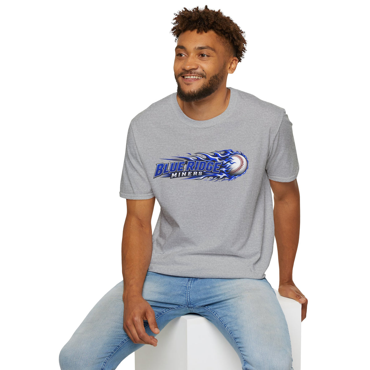 Blue Ridge Miners Flaming Baseball T-Shirt – Flaming Ball Softstyle Tee