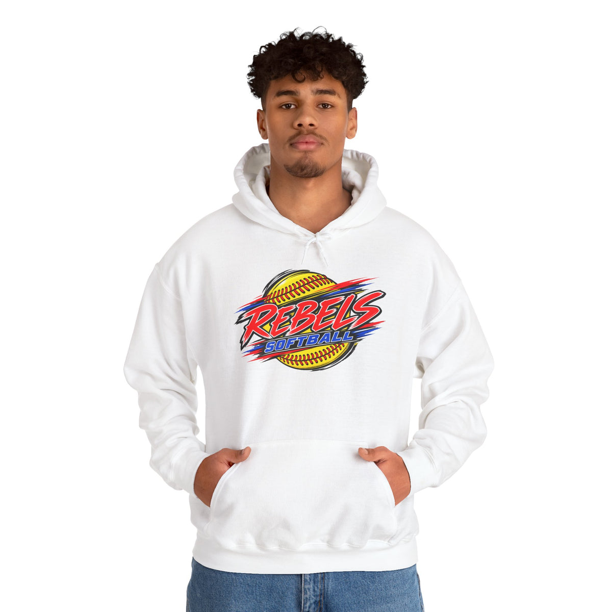Rebels Softball Hoodie — Retro Yellow Softball Graphic