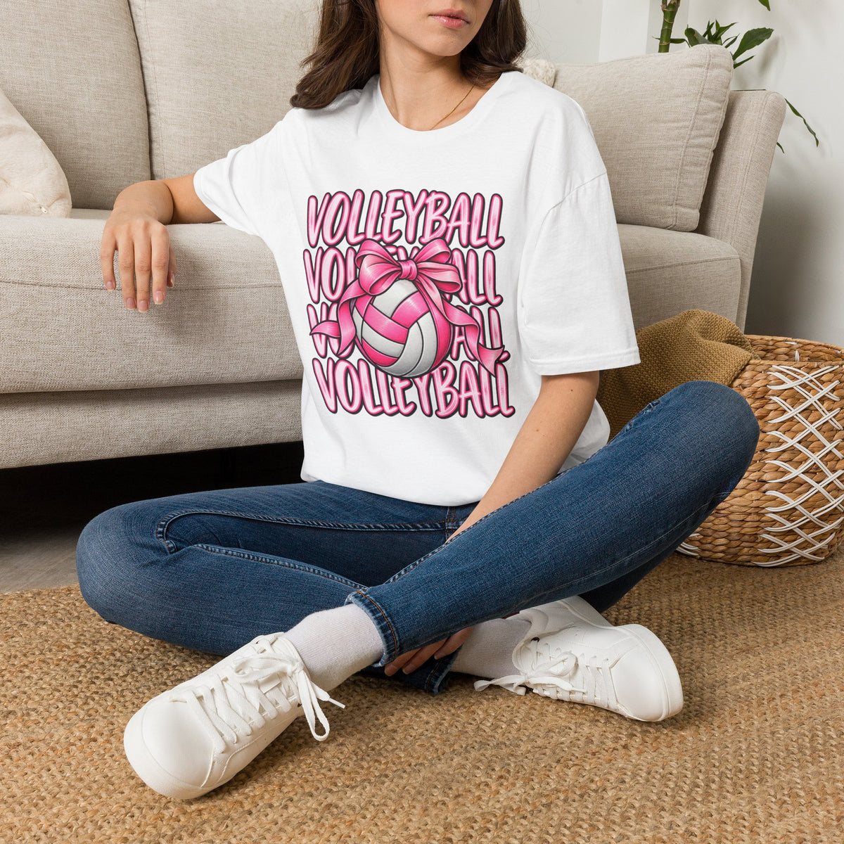 Volleyball Pink Ribbon Tee — Cute Volleyball Graphic Shirt for Players & Fans