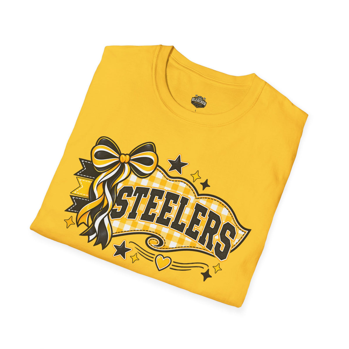 Steelers Ribbon T-Shirt — Cheerful Black & Gold Football Fan Tee