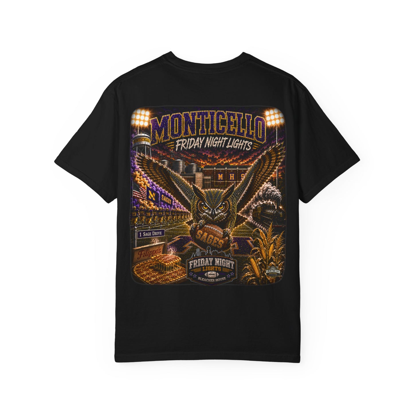 Friday Night Lights T shirt - MONTICELLO Edition - Collector's Edition (Front Patch + Back Design)