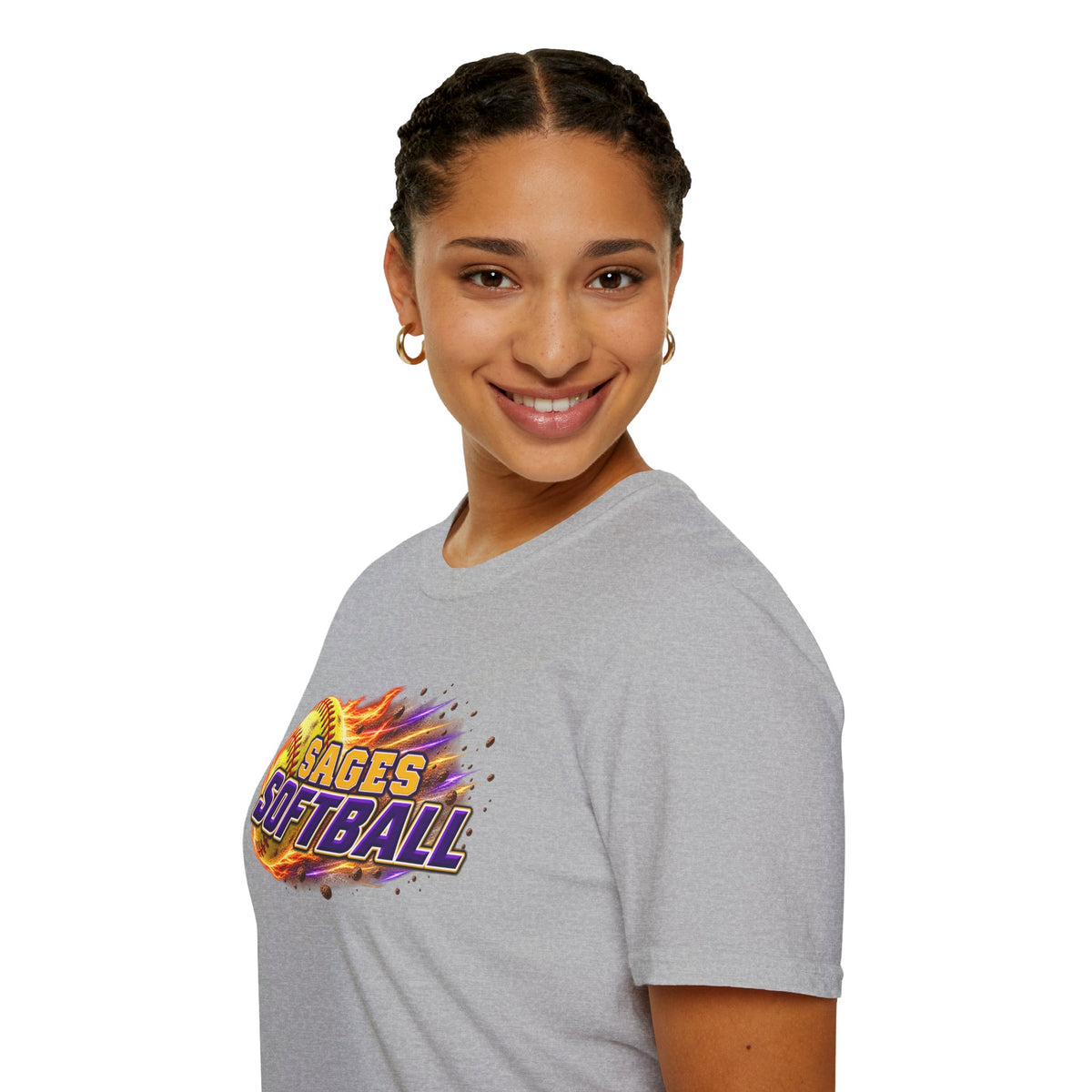 Sages Flaming Softball Graphic T‑Shirt