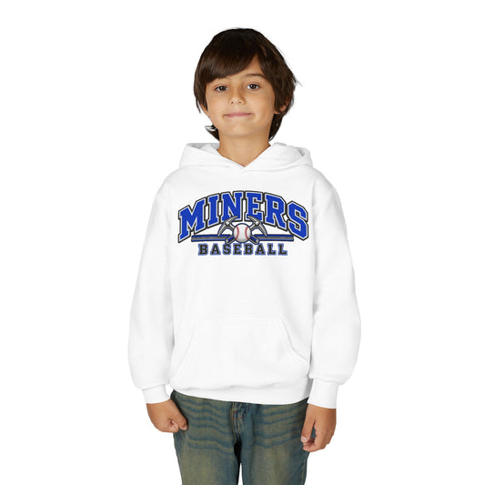 YOUTH Miners Baseball Hoodie — Pickaxe Cross Logo Graphic