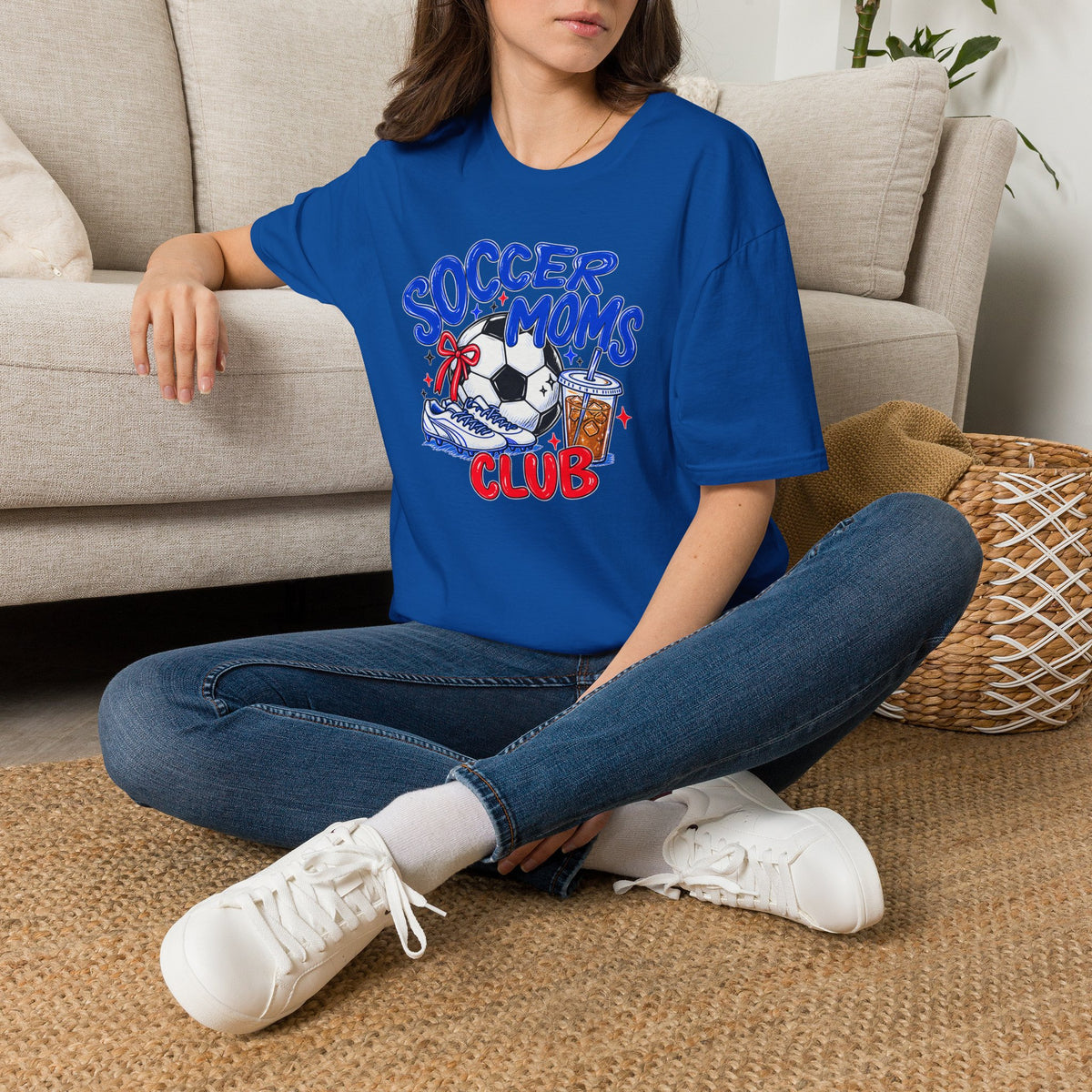 Soccer Moms Tee — 'Soccer Moms Club' Graphic T-Shirt with Ball, Cleats & Drink