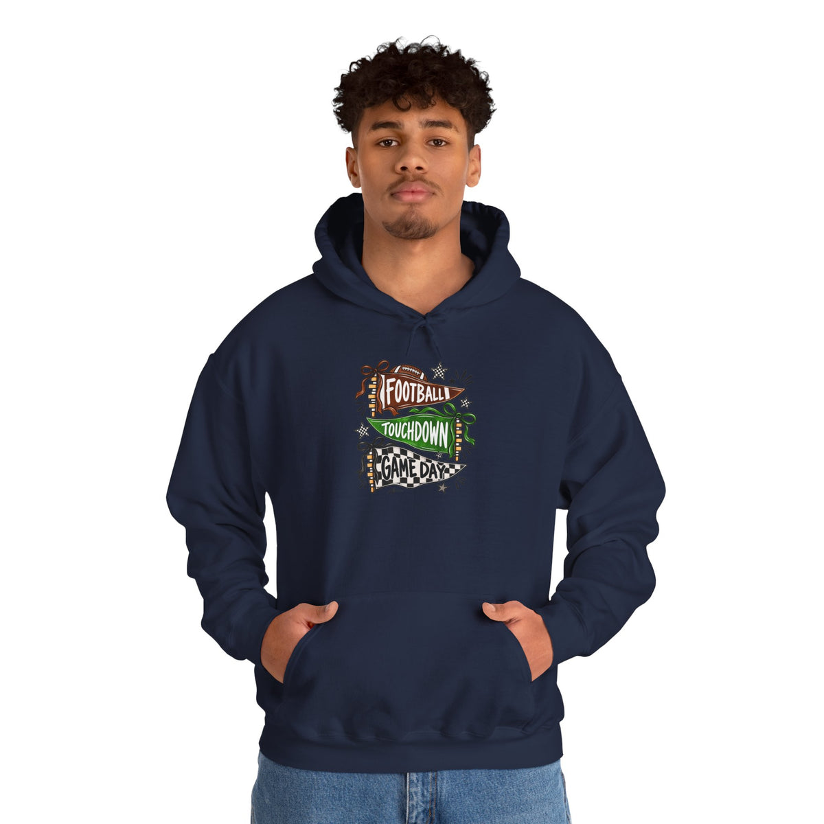 Football Touchdown Game Day Hoodie - Retro Grunge Sports Sweatshirt