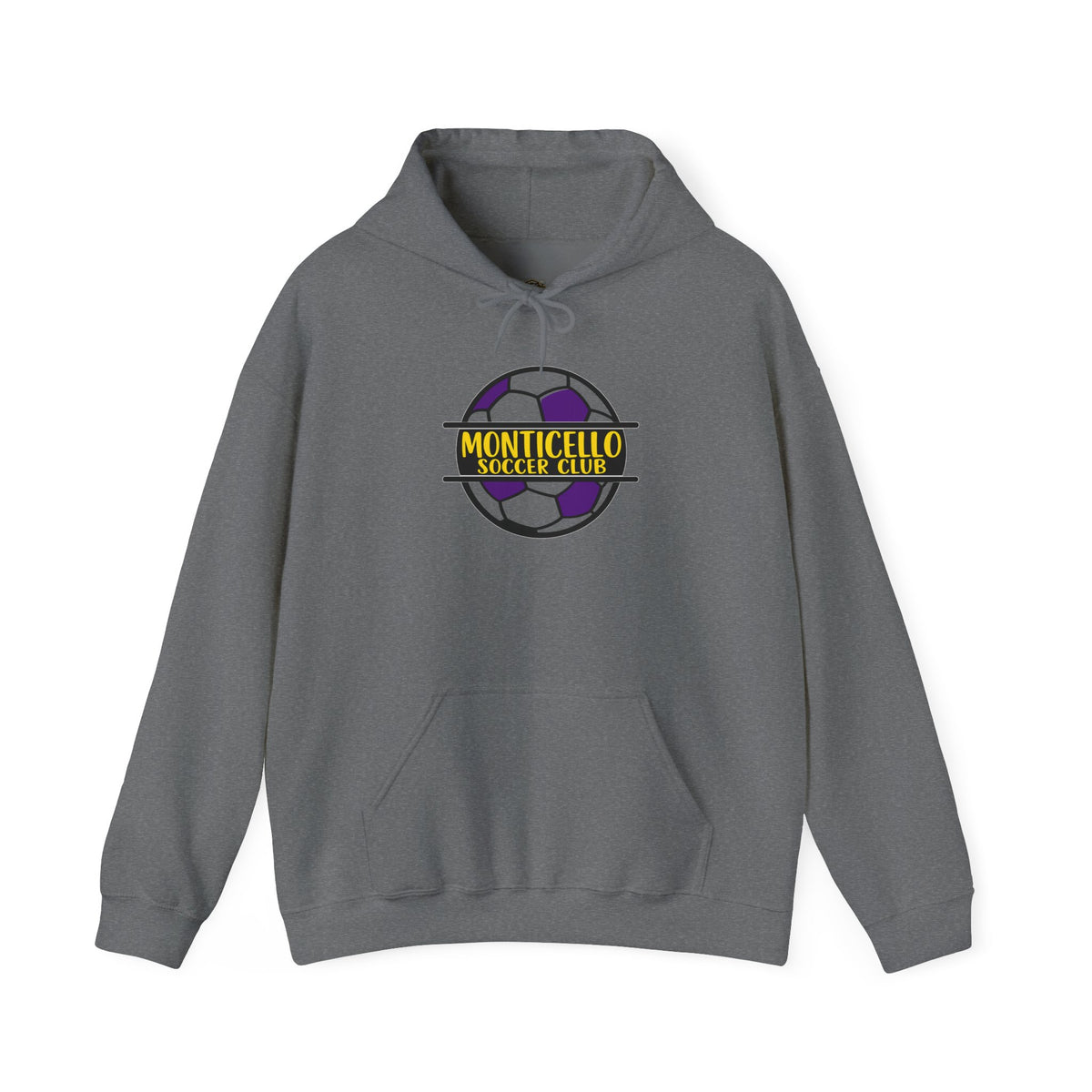 Monticello Soccer Club Hoodie — Purple & Gold Soccer Logo Sweatshirt