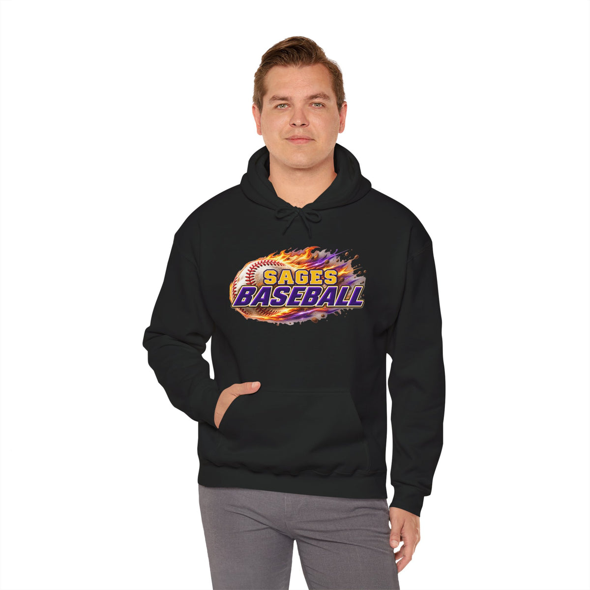 Sages Flaming Baseball Hoodie - Team Sweatshirt
