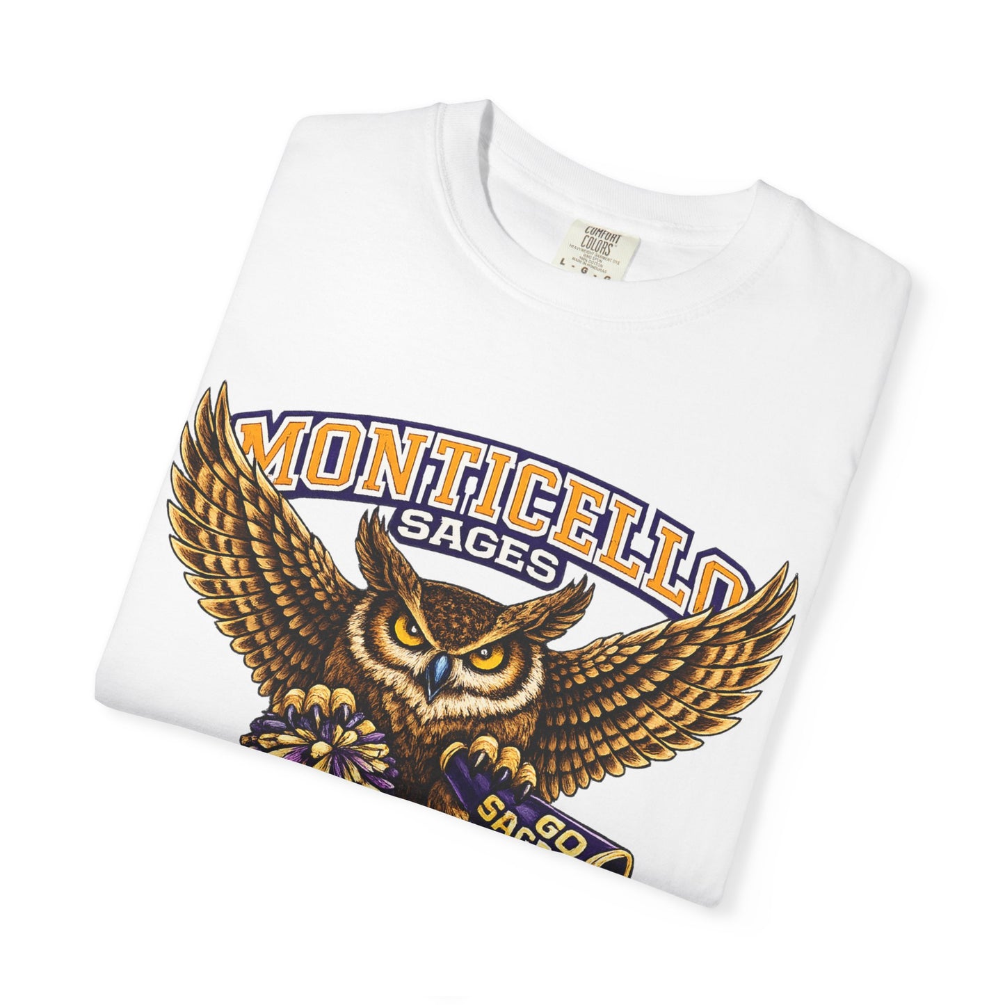 Monticello Sages Cheerleading T-shirt - Vintage Owl & Wings Team Tee