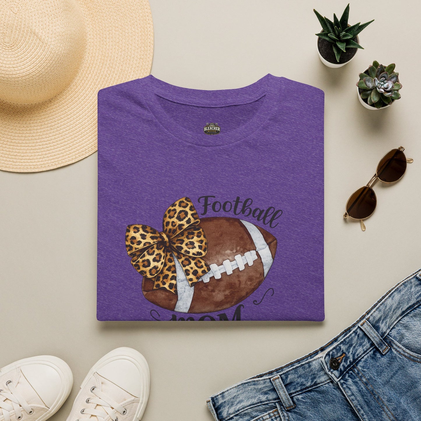 Football Mom T-Shirt — Leopard Bow Game Day Tee