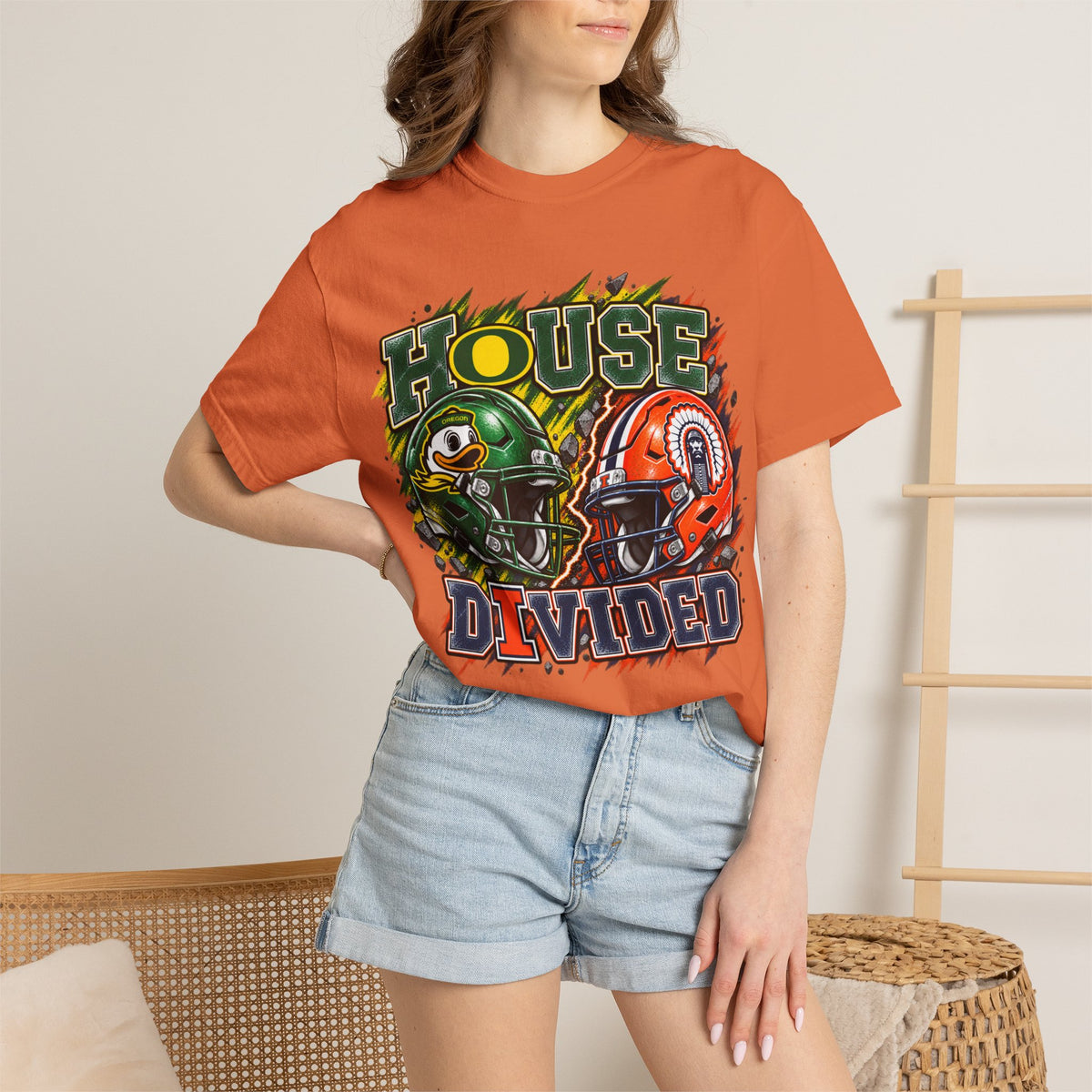 House Divided Football T-Shirt - Oregon vs. Illinois