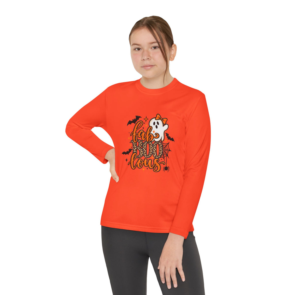 Youth Long Sleeve Tee - "Fab BOO Lous" Halloween Ghost Design