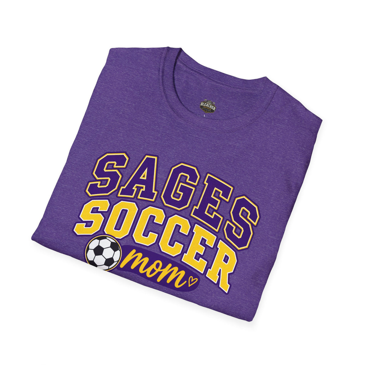 Sages Soccer Mom T‑Shirt — Purple & Gold Team Spirit Tee