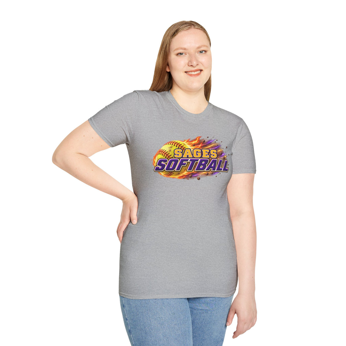 Sages Flaming Softball Graphic T‑Shirt