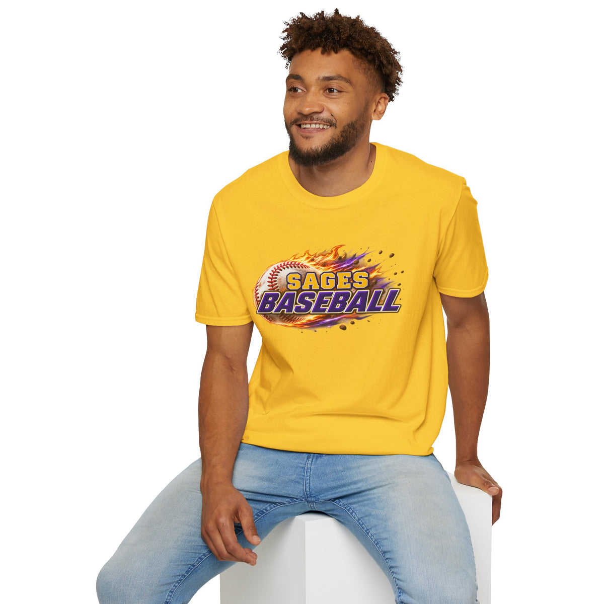 Sages Flaming Baseball T-Shirt — Flaming Baseball Team Tee
