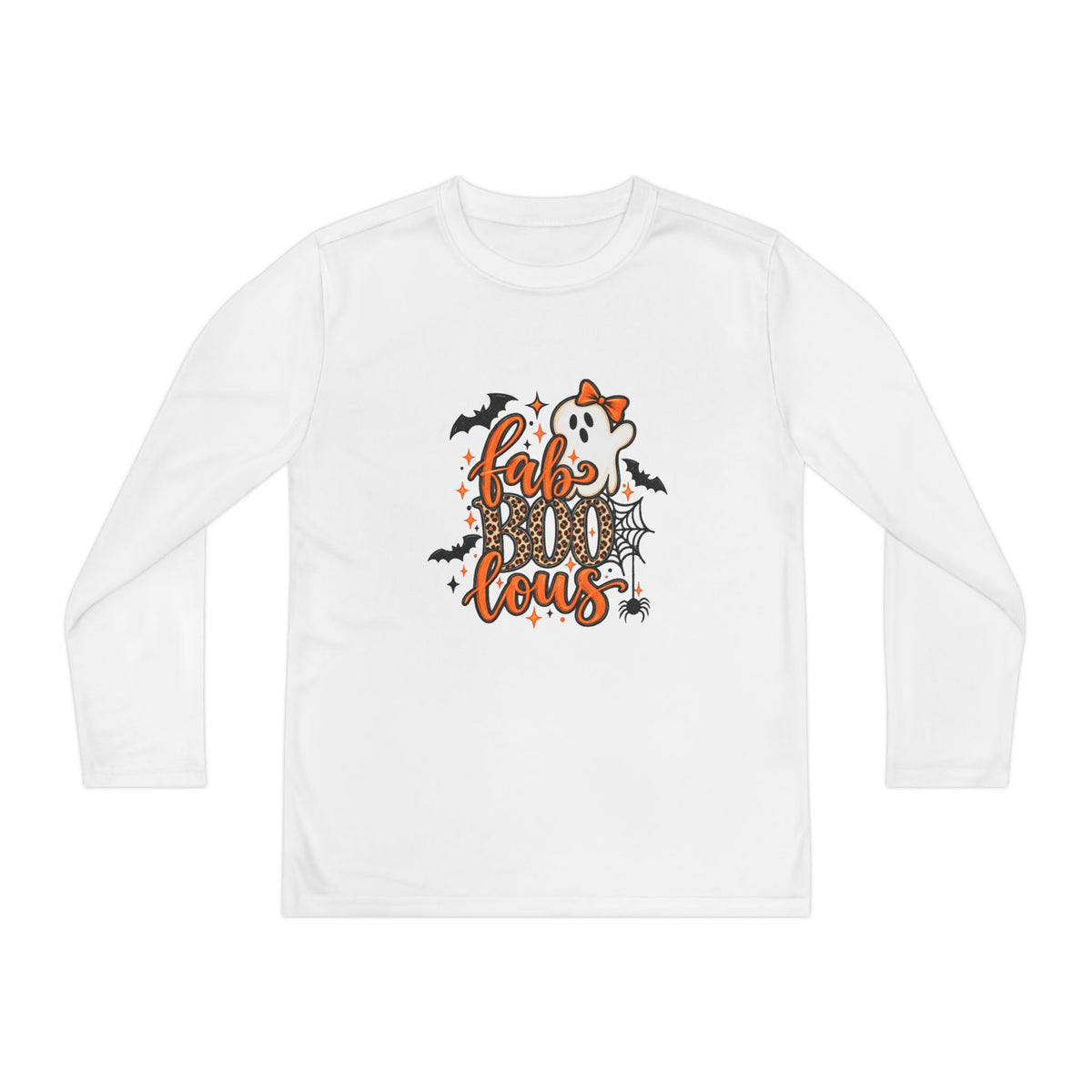 Youth Long Sleeve Tee - "Fab BOO Lous" Halloween Ghost Design