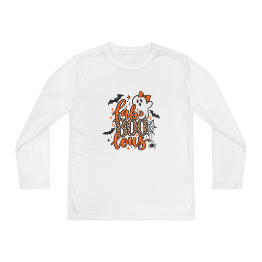 Youth Long Sleeve Tee - "Fab BOO Lous" Halloween Ghost Design