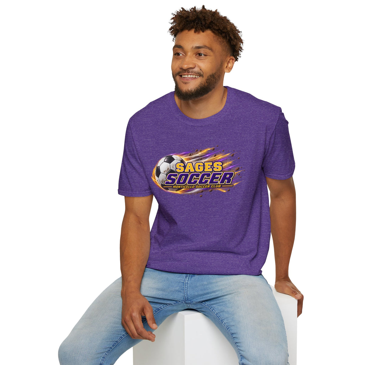 Monticello Soccer Club T Shirt - Flaming Soccer Ball