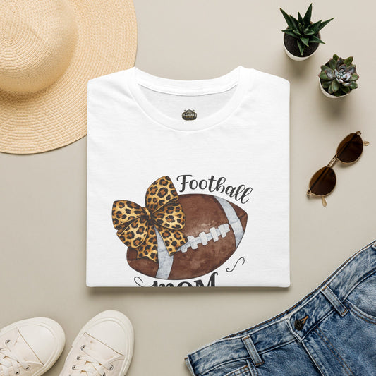 Football Mom T-Shirt — Leopard Bow Game Day Tee